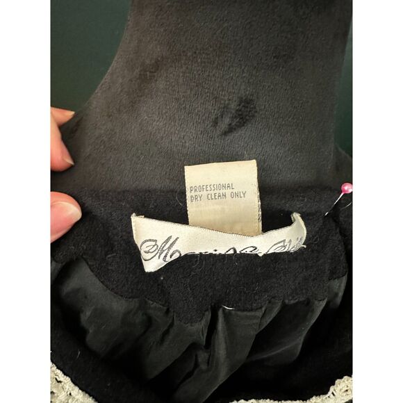 VNTG 80's Marie St. Claire Blk Wool Cropped Long Sleeve Jacket with Lace Size 6 - Picture 7 of 7
